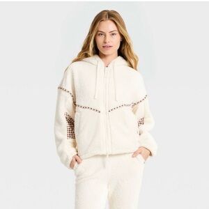 NWT JoyLab High Pile Cream Fleece Bomber Jacket